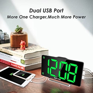 Large LED Digital Alarm Clock with USB Charger Dual Alarm