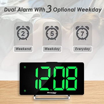 Large LED Digital Alarm Clock with USB Charger Dual Alarm