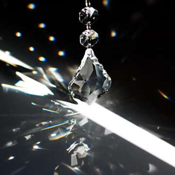 GOLDENHAITAI 12pcs Glass Crystal Chandelier Prisms Beads Replacement, Hanging Crystals Suncatcher fo...