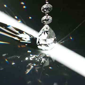 GOLDENHAITAI 12pcs Glass Crystal Chandelier Prisms Beads Replacement, Hanging Crystals Suncatcher for Chandeliers Decoration