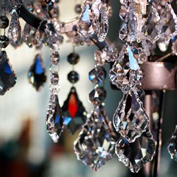 GOLDENHAITAI 12pcs Glass Crystal Chandelier Prisms Beads Replacement, Hanging Crystals Suncatcher for Chandeliers Decoration