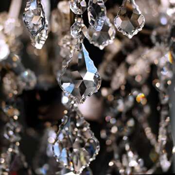 GOLDENHAITAI 12pcs Glass Crystal Chandelier Prisms Beads Replacement, Hanging Crystals Suncatcher for Chandeliers Decoration