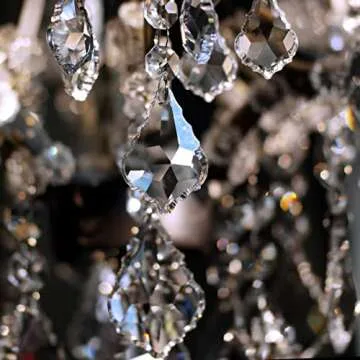 GOLDENHAITAI 12pcs Glass Crystal Chandelier Prisms Beads Replacement, Hanging Crystals Suncatcher for Chandeliers Decoration