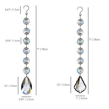GOLDENHAITAI 12pcs Glass Crystal Chandelier Prisms Beads Replacement, Hanging Crystals Suncatcher for Chandeliers Decoration