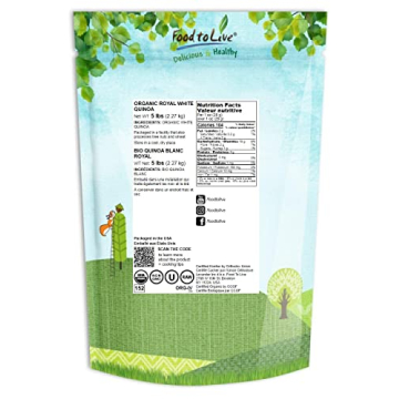 Organic Royal White Quinoa 5 Pounds Non-GMO Vegan