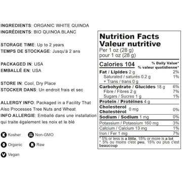 Organic Royal White Quinoa 5 Pounds Non-GMO Vegan