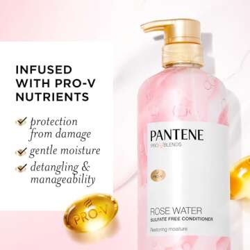 Pantene Rose Water Conditioner, Soothes, Replenishes Hydration, Safe for Color Treated Hair, Nutrien...