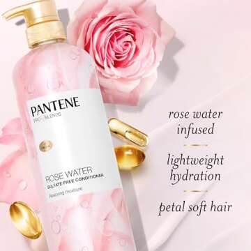 Pantene Rose Water Conditioner, Soothes, Replenishes Hydration, Safe for Color Treated Hair, Nutrient Infused with Vitamin B5 and Antioxidants, Pro-V Blends, 30.0 oz