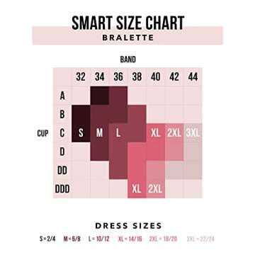 Smart & Sexy Women's Signature Lace Deep V Neck Wireless Bralette, Bralettes For Women With Support, Bralettes and Bralette Pack In the Buff M