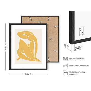 HAUS AND HUES Matisse Poster Set - Minimalist Poster Set, Poster Sets for Room Aesthetic, Frameable Wall Art Set, Frameable Modern Art, Matisse Poster, Danish Pastel Posters (Black Frame, 8x10)