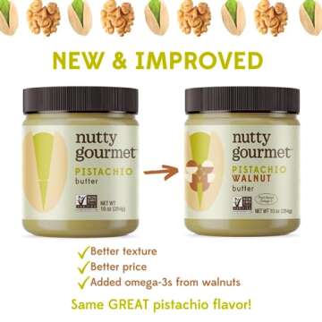 Nutty Gourmet Pistachio Nut Butter Spread - Pistachio Paste - No Added Sugar - All Natural - Peanut Free - Vegan - California Grown Pistachios - Keto Snack - Gluten Free (10oz, 2 Pack)