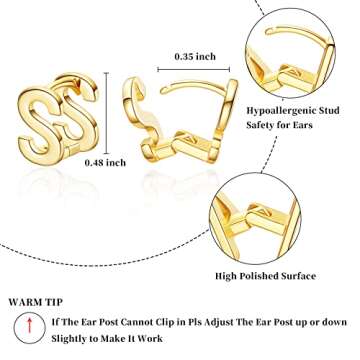SANNYRA S Initial Stud Earrings for Women, 14K Gold Plated