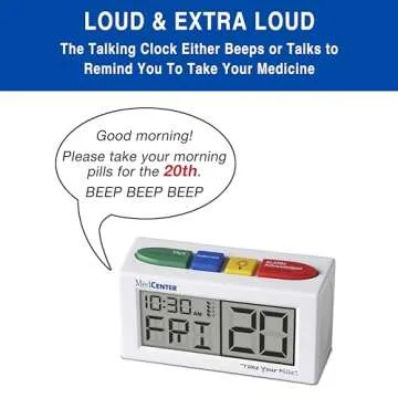 MedCenter Talking Alarm Clock for Seniors, Caregivers, Health