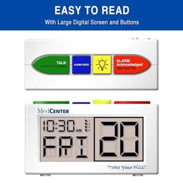 MedCenter Talking Alarm Clock for Seniors, Caregivers, Health