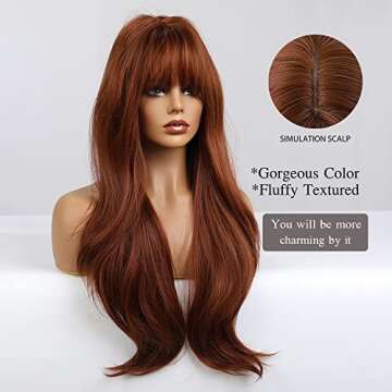 Esmee 26 Inches Long Dark Auburn Wig with Bangs - Natural & Comfortable