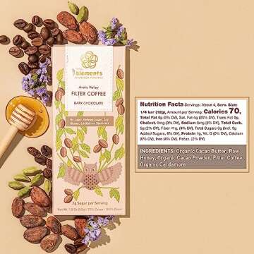 Elements Truffles Filter Coffee Dark Chocolate Bar - Heavy Metal Tested & Dairy Free - Organic, Glut...
