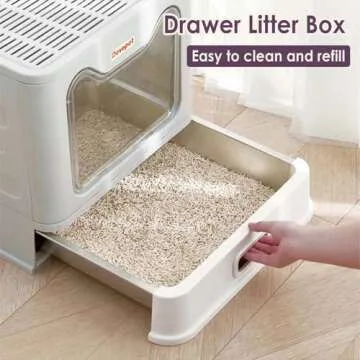 Devopet Cat Litter Box Stainless Steel Litter Box Enclosed Litter Box with Lid Top Entry Foldable Litter Box Covered Metal Kitty Litter Box Large Litter Box with Cover