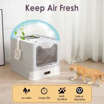 Devopet Cat Litter Box Stainless Steel Litter Box Enclosed Litter Box with Lid Top Entry Foldable Litter Box Covered Metal Kitty Litter Box Large Litter Box with Cover