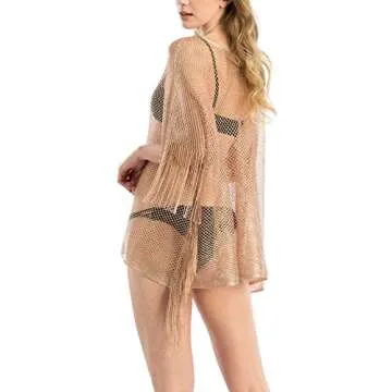 Women's Metallic Cover Up Shawls for Summer Elegance