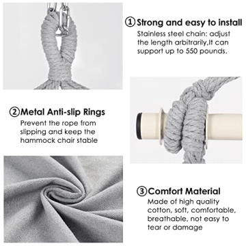 Y-Stop Hammock Chair Max 500 Lbs Perfect for Indoors Outdoors