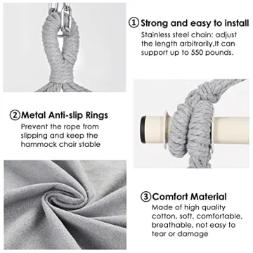 Y-Stop Hammock Chair Max 500 Lbs Perfect for Indoors Outdoors