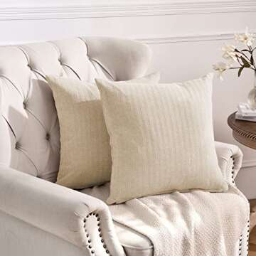 PLEASANT BOULEVARD | Chenille Pillow Case Covers 20 by 20 Inch, Soft Cozy Decorative Cushion for Hom...