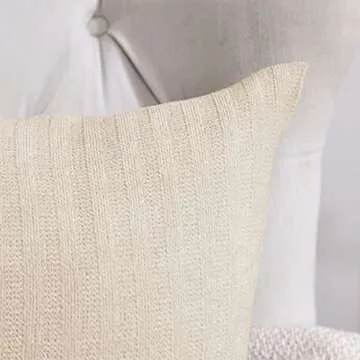 Stylish Chenille Pillow Covers - Soft Beige Decor 2 Pack