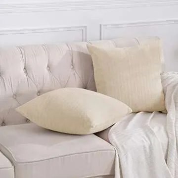 Stylish Chenille Pillow Covers - Soft Beige Decor 2 Pack