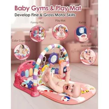 dearlomum Baby Play Mat Baby Gym,Funny Play Piano Tummy Time Baby Activity Mat with 5 Infant Sensory...