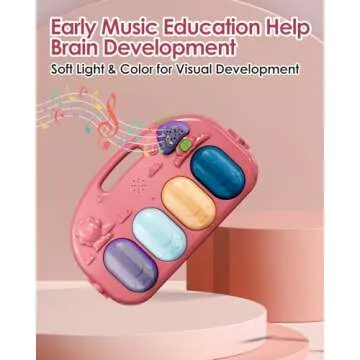 dearlomum Baby Play Mat Baby Gym,Funny Play Piano Tummy Time Baby Activity Mat with 5 Infant Sensory Baby Toys, Music and Lights Boy & Girl Gifts for Newborn Baby 0 to 3 6 9 12 Months (Pink)