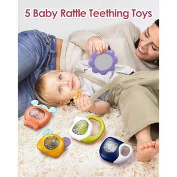 dearlomum Baby Play Mat Baby Gym,Funny Play Piano Tummy Time Baby Activity Mat with 5 Infant Sensory Baby Toys, Music and Lights Boy & Girl Gifts for Newborn Baby 0 to 3 6 9 12 Months (Pink)