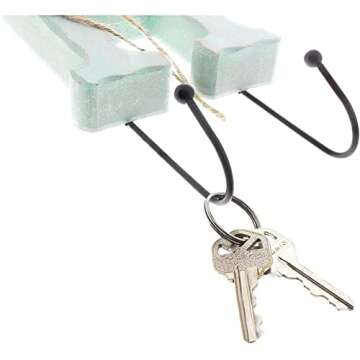 Juvale Home Key Holder with 7 Pegs, Wooden Letters with Burlap Flowers for Rustic Entryway Wall Décor (4 Colors)