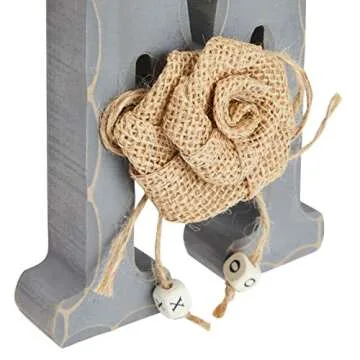 Juvale Home Key Holder with 7 Pegs, Wooden Letters with Burlap Flowers for Rustic Entryway Wall Décor (4 Colors)