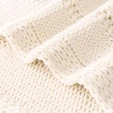 Soft Warm Cable Knit Throw Blanket for Bed and Couch