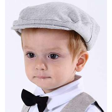 A&J DESIGN Baby Boy Vintage Driver Cap Cabbie Hat (12-24 Months, Light Gray)