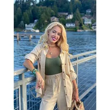 Stylish Summer 2 Piece Linen Sets for Women