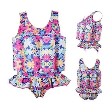 Kids Baby Girls Float Suit Floral Floatation Swimsuit with Adjustable Buoyancy Bathing Swimwear Todd...