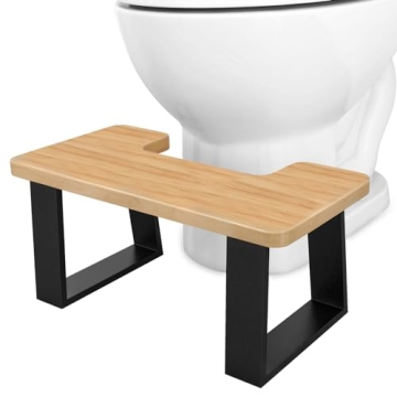 VOTZAAQ 7.8'' Wooden Metal Poop Stool with Non-Slip Pads