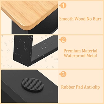 VOTZAAQ 7.8'' Wooden Metal Poop Stool with Non-Slip Pads