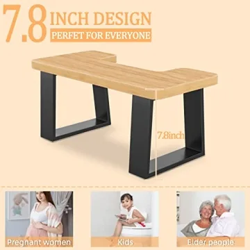 VOTZAAQ 7.8'' Wooden Metal Poop Stool with Non-Slip Pads