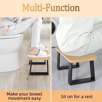 VOTZAAQ 7.8'' Wooden Metal Poop Stool with Non-Slip Pads