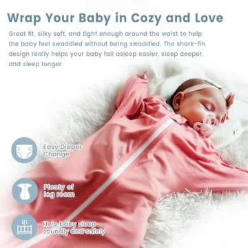 ZIGJOY Shark-Fin Transition Swaddle - 0.5 Tog Rayon Made from Bamboo Sleep Sack Transitional Swaddle Sack Baby Wearable Blanket with 2-Way Zipper, Peach Pink, 6-12 Months