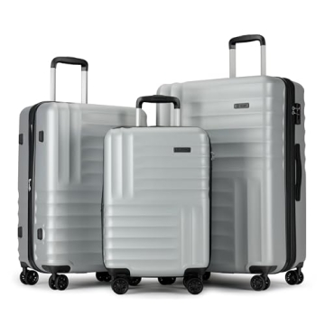 GinzaTravel Luggage Sets 3 Piece PC ABS Hardside Lightweight Suitcase with 4 Universal Wheels TSA Lo...