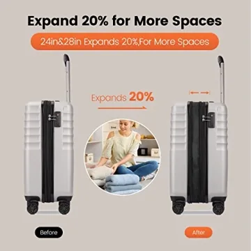 GinzaTravel Luggage Sets 3 Piece - Lightweight & Stylish