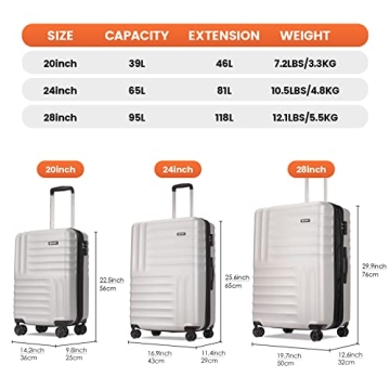 GinzaTravel Luggage Sets 3 Piece - Lightweight & Stylish