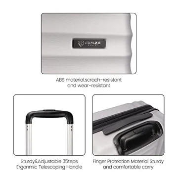 GinzaTravel Luggage Sets 3 Piece - Lightweight & Stylish