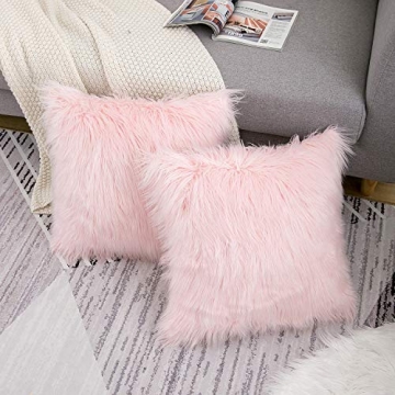 Luxurious Pink Fluffy Pillow Covers for Stylish Home Decor
