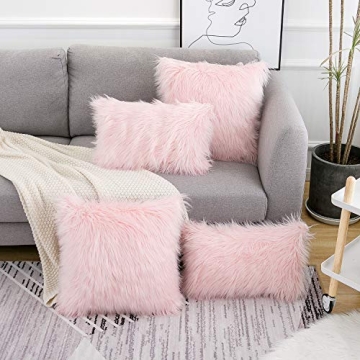 Luxurious Pink Fluffy Pillow Covers for Stylish Home Decor