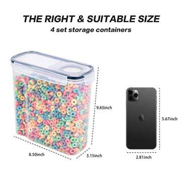 FOOYOO Cereal Containers Storage Set - 4 Piece Airtight Large Food Storage Containers(135.2oz), BPA Free Dispenser Plastic Cereal Storage Containers