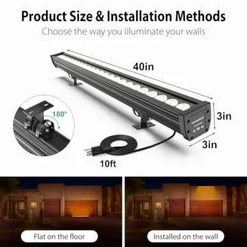 Landscapestation Smart LED Wall Washer Light with APP Control, 168W RGBCW Wall Washing Fixture with Dimmable & Timing Function, Wall Wash Light for Indoor & Outdoor Lighting, 100-277VAC